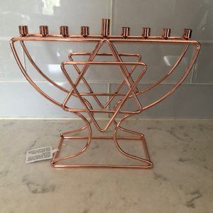 New Hanukkah metal copper finish menorah. New.